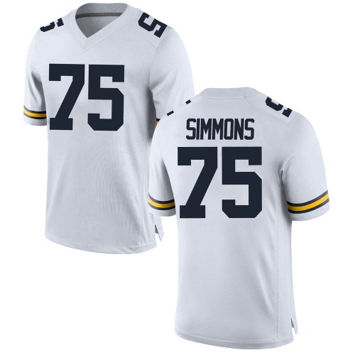 Peter Simmons Michigan Wolverines Youth NCAA #75 White Game Brand Jordan College Stitched Football Jersey QTD2154OQ